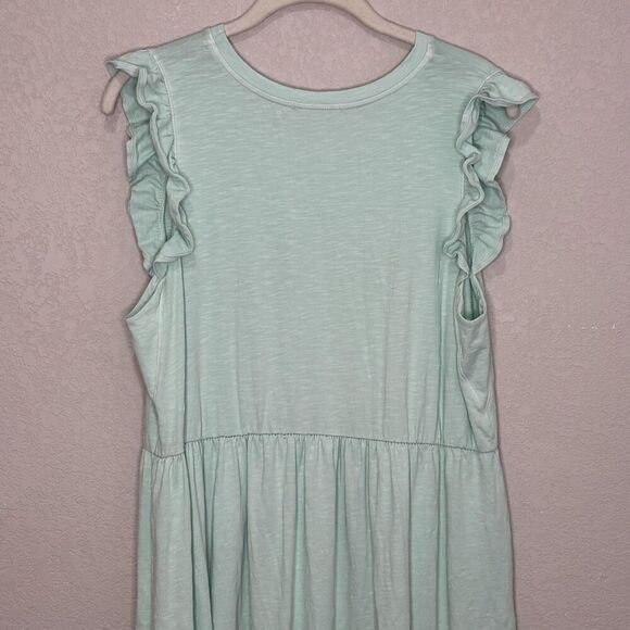 Sundry Dress Womens Size 3 Large Mint Green Ruffle Maxi Sleeveless Made USA - Picture 6 of 9